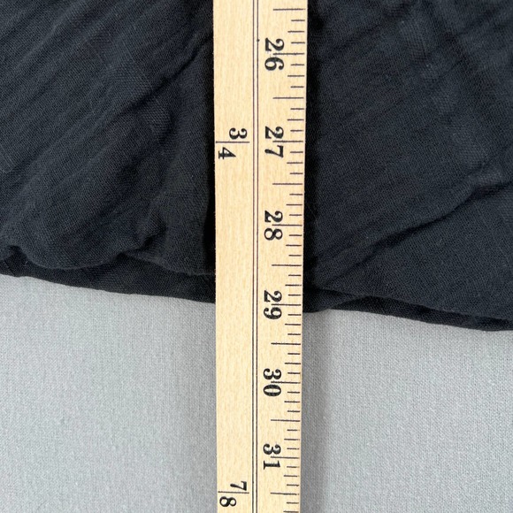 Black Womens Medium Cotton gauze Short Sleeve Tunic Top Funnel neck Pocket - Picture 11 of 11